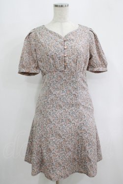 画像1: Fi.n.t / チョーカーリボン付き小花柄ミニワンピース Free PINK BEIGE H-25-09-13-032-CA-OP-NS-ZH