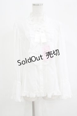 画像1: metamorphose / 【プラスサイズ】スタンドカラーフリルキャンディスリーブブラウス プラスサイズ オフ H-25-09-13-043-ME-BL-NS-ZH