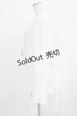 画像2: metamorphose / 【プラスサイズ】スタンドカラーフリルキャンディスリーブブラウス プラスサイズ オフ H-25-09-13-043-ME-BL-NS-ZH