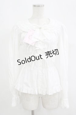 画像1: metamorphose / 丸襟シャーリング長袖ブラウス サイズ1 オフ H-25-09-13-045-ME-BL-NS-ZH