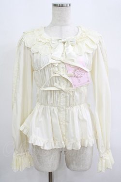 画像1: metamorphose / 綿レースシャーリング長袖ブラウス(丸襟) サイズ1 生成り H-25-09-13-046-ME-BL-NS-ZH