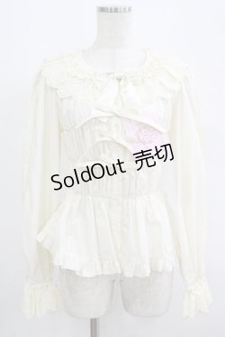 画像1: metamorphose / 綿レースシャーリング長袖ブラウス(丸襟) サイズ1 生成り H-25-09-13-046-ME-BL-NS-ZH