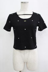 An MILLE / ハート刺繍トップス Free ブラック H-25-09-13-051-EL-TO-NS-ZH