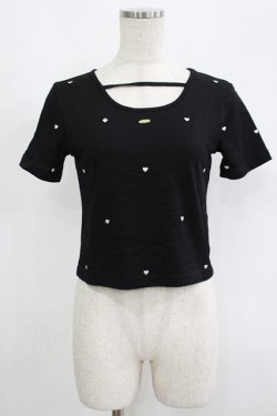 画像1: An MILLE / ハート刺繍トップス Free ブラック H-25-09-13-051-EL-TO-NS-ZH