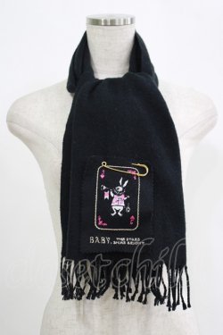 画像1: BABY,THE STARS SHINE BRIGHT / うさぎワッペン付きマフラー  ブラック H-25-09-13-055-BA-ZA-NS-ZH
