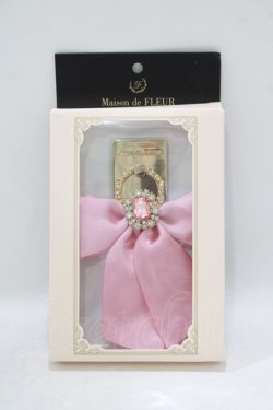 画像1: Maison de FLEUR / ビジューリボンスマホリング  ピンク H-25-09-13-058-LO-ZA-NS-ZH