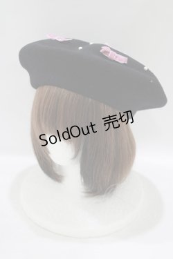 画像1: Ank Rouge / パールリボンベレー  ブラック/ピンク H-25-09-13-067-CA-AC-NS-ZH