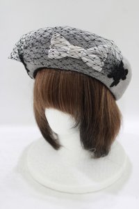 Enchantlic Enchantilly / 麗らかなリボンチュールサマーベレー帽  グレー H-25-09-13-069-LO-AC-NS-ZH