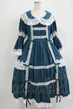画像1: Physical Drop / ノスタルジックプリンセスドレス L ブルーグリーン×オフ白レース H-25-09-13-012-LO-OP-NS-ZH