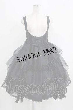 画像1: metamorphose / Mellifluous フロントあきフリルジャンパースカート サイズ1 ブラック H-25-09-13-003-ME-OP-NS-ZH