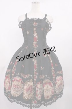 画像1: ALICE and the PIRATES / いばらうさぎのペイサージュ柄ジャンパースカートII Free ブラック H-25-09-14-1003-PA-OP-NS-ZH