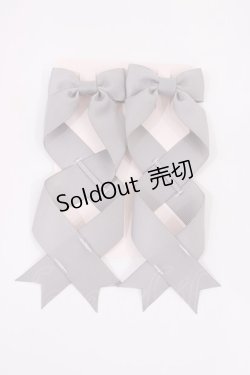 画像2: LOTUS ribbon / ツインリボンバレッタ  グレー H-25-09-14-1039-EL-AC-NS-ZH