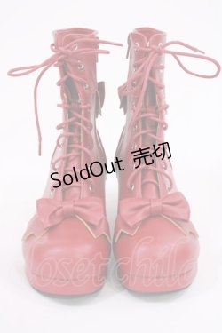 画像1: DearMyLove / ハートカットロリータショートブーツ 25.0cm レッド H-25-09-14-1042-EL-SH-NS-ZH