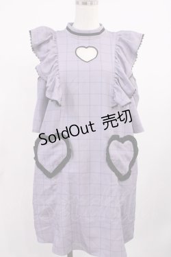 画像1: DearMyLove / ハートあきチェックワンピース LL パープル H-25-09-14-1014-EL-OP-NS-ZH