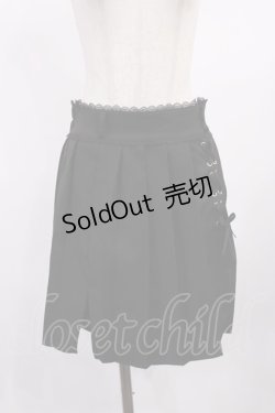 画像1: DearMyLove / レースアップスリットプリーツスカパン L ブラック H-25-09-14-1017-EL-SK-NS-ZH