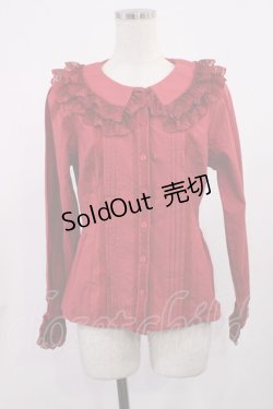 画像1: MIST夕霧工作室(海外ロリータブランド) / フリルブラウス M レッド H-25-09-14-1023-LO-BL-NS-ZH