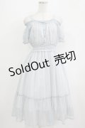 Ank Rouge / シアーチェックティアードロングワンピース M サックス H-25-09-14-012-CA-OP-NS-ZH
