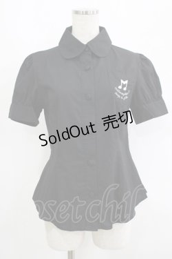画像1: metamorphose / 音符刺繍半袖ブラウス Free ブラック H-25-09-14-017-ME-BL-NS-ZH