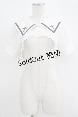 画像1: Ank Rouge / クロスセーラーショートブラウス M オフ H-25-09-14-019-CA-BL-NS-ZH