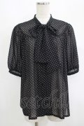 F&A / ボウタイギャザーブラウス Free BLACK×WH H-25-09-14-022-LO-BL-NS-ZH