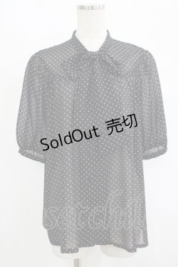 画像1: F&A / ボウタイギャザーブラウス Free BLACK×WH H-25-09-14-022-LO-BL-NS-ZH