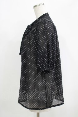 画像2: F&A / ボウタイギャザーブラウス Free BLACK×WH H-25-09-14-022-LO-BL-NS-ZH