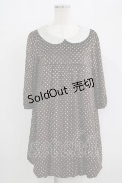 画像1: Emily Temple cute / ベロアリボンドットワンピース  ブラウン H-25-09-16-029-ET-OP-KB-ZH