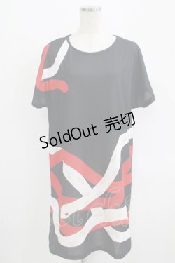 画像1: curiosite / 白蛇様Tシャツワンピース L 黒 H-25-09-16-031-EL-OP-KB-ZH