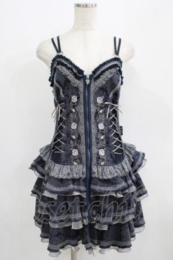 画像1: Ozz oneste / 薔薇刺繍ジャガードキャミワンピース  ネイビー H-25-09-16-032-OO-OP-KB-ZH