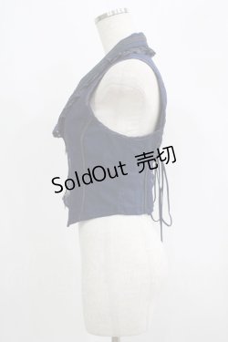 画像2: Ozz oneste / 薔薇刺繍ZIPベスト  ネイビー H-25-09-16-040-OO-TO-KB-ZH