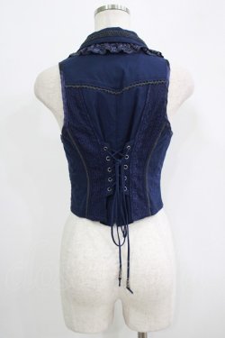 画像3: Ozz oneste / 薔薇刺繍ZIPベスト  ネイビー H-25-09-16-040-OO-TO-KB-ZH