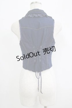画像3: Ozz oneste / 薔薇刺繍ZIPベスト  ネイビー H-25-09-16-040-OO-TO-KB-ZH