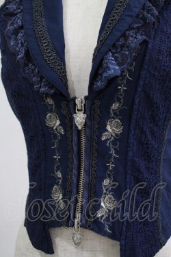 画像4: Ozz oneste / 薔薇刺繍ZIPベスト  ネイビー H-25-09-16-040-OO-TO-KB-ZH