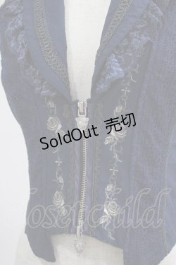 画像4: Ozz oneste / 薔薇刺繍ZIPベスト  ネイビー H-25-09-16-040-OO-TO-KB-ZH