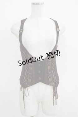 画像1: Ozz oneste / 薔薇刺繍レースアップベスト  茶 H-25-09-16-041-OO-TO-KB-ZH
