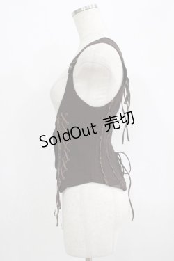 画像2: Ozz oneste / 薔薇刺繍レースアップベスト  茶 H-25-09-16-041-OO-TO-KB-ZH