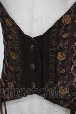 画像4: Ozz oneste / 薔薇刺繍レースアップベスト  茶 H-25-09-16-041-OO-TO-KB-ZH