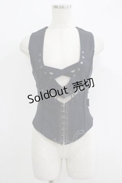 画像1: Ozz Croce / バックレースアップベスト  ネイビー H-25-09-16-042-OO-TO-KB-ZH