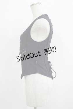 画像2: Ozz Croce / バックレースアップベスト  ネイビー H-25-09-16-042-OO-TO-KB-ZH