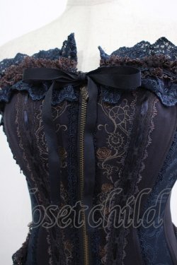 画像4: Ozz oneste / 歯車薔薇刺繍オーバーバストコルセット  ネイビー H-25-09-16-044-OO-TO-KB-ZH