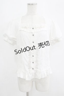 画像1: OZZ ANGELO / 薔薇刺繍パフスリーブブラウス  白 H-25-09-16-046-OO-BL-KB-ZH