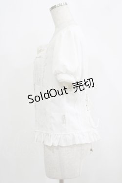 画像2: OZZ ANGELO / 薔薇刺繍パフスリーブブラウス  白 H-25-09-16-046-OO-BL-KB-ZH
