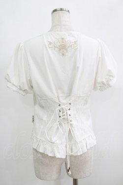 画像3: OZZ ANGELO / 薔薇刺繍パフスリーブブラウス  白 H-25-09-16-046-OO-BL-KB-ZH