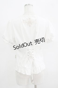 画像3: OZZ ANGELO / 薔薇刺繍パフスリーブブラウス  白 H-25-09-16-046-OO-BL-KB-ZH