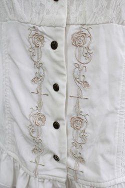 画像4: OZZ ANGELO / 薔薇刺繍パフスリーブブラウス  白 H-25-09-16-046-OO-BL-KB-ZH
