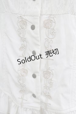 画像4: OZZ ANGELO / 薔薇刺繍パフスリーブブラウス  白 H-25-09-16-046-OO-BL-KB-ZH