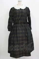 Jane Marple / Memory shadow check shirring dress  ブラック H-25-09-16-005-JM-OP-KB-ZH