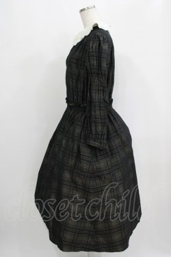画像2: Jane Marple / Memory shadow check shirring dress  ブラック H-25-09-16-005-JM-OP-KB-ZH