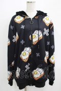 NieR Clothing / 総柄ZIPパーカー F 黒 H-25-09-16-056-PU-TO-KB-ZH