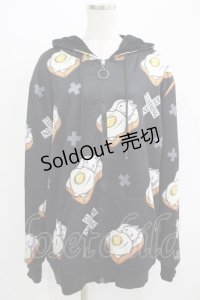 NieR Clothing / 総柄ZIPパーカー F 黒 H-25-09-16-056-PU-TO-KB-ZH